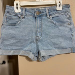 Light wash jean shorts